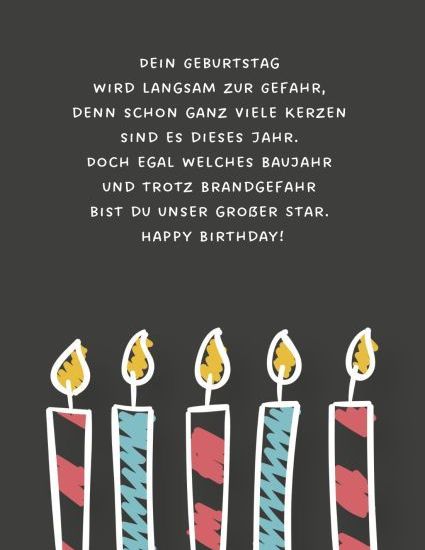 lustige Geburtstagskarte illustriert mit Kerzen zum kostenlosen Download